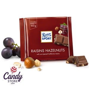 Ritter Sport Raisins & Hazelnuts Milk Chocolate - 12ct CandyStore.com