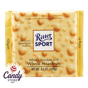 Ritter Sport White Chocolate With Whole Hazelnuts 3.5oz Bar - 10ct CandyStore.com