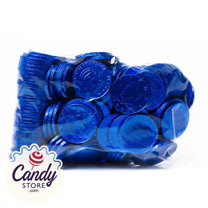 Royal Blue Chocolate Coins - 1.5lb Bulk CandyStore.com