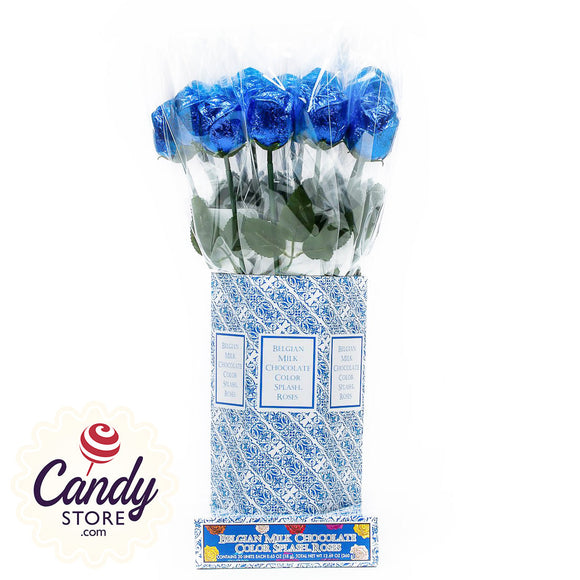 Royal Blue Foil Milk Chocolate Roses - 20ct CandyStore.com