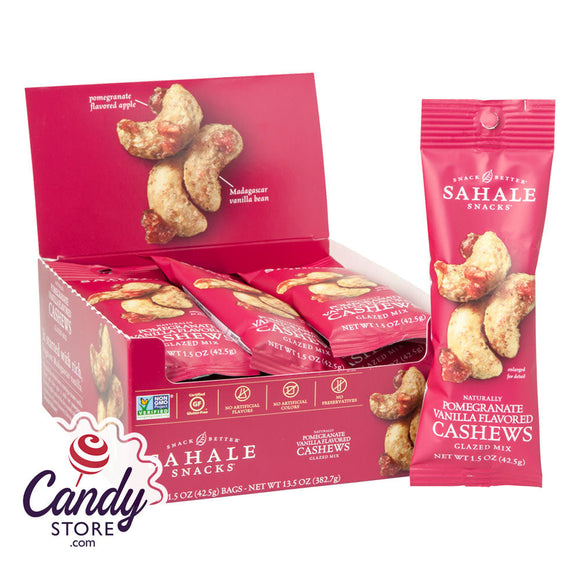 Sahale Pomegranate Vanilla Flavored Cashews 1.5oz Bag - 9ct CandyStore.com