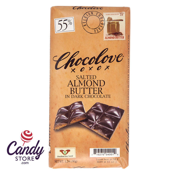 Salted Almond Butter In Dark Chocolate Chocolove 3.2oz Bar - 10ct CandyStore.com