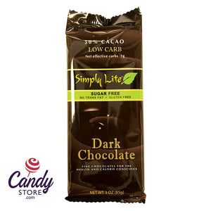 Simply Lite Sugar Free Dark Chocolate 3oz Bar - 10ct CandyStore.com