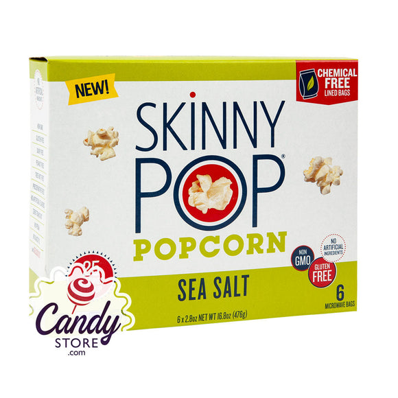 Skinnypop Microwave Sea Salt Popcorn 2.8oz Bags - 6ct CandyStore.com