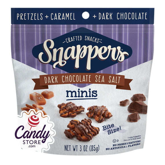 Snappers Dark Chocolate Sea Salt Minis 3oz Peg Bags - 6ct CandyStore.com