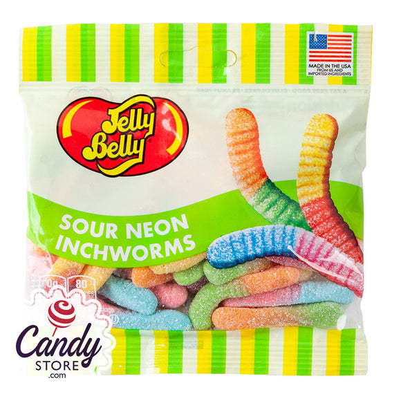 Sour Neon Inchworms Jelly Belly 3oz Bag - 12ct CandyStore.com