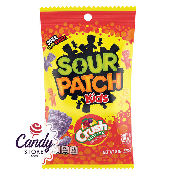Sour Patch Kids Crush Fruit Mix 8oz Peg Bags - 12ct CandyStore.com