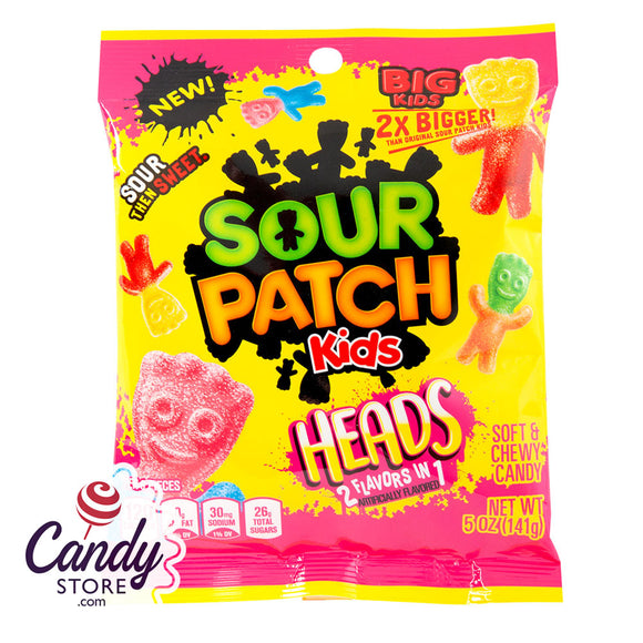Sour Patch Kids Heads 5oz Peg Bag - 12ct CandyStore.com