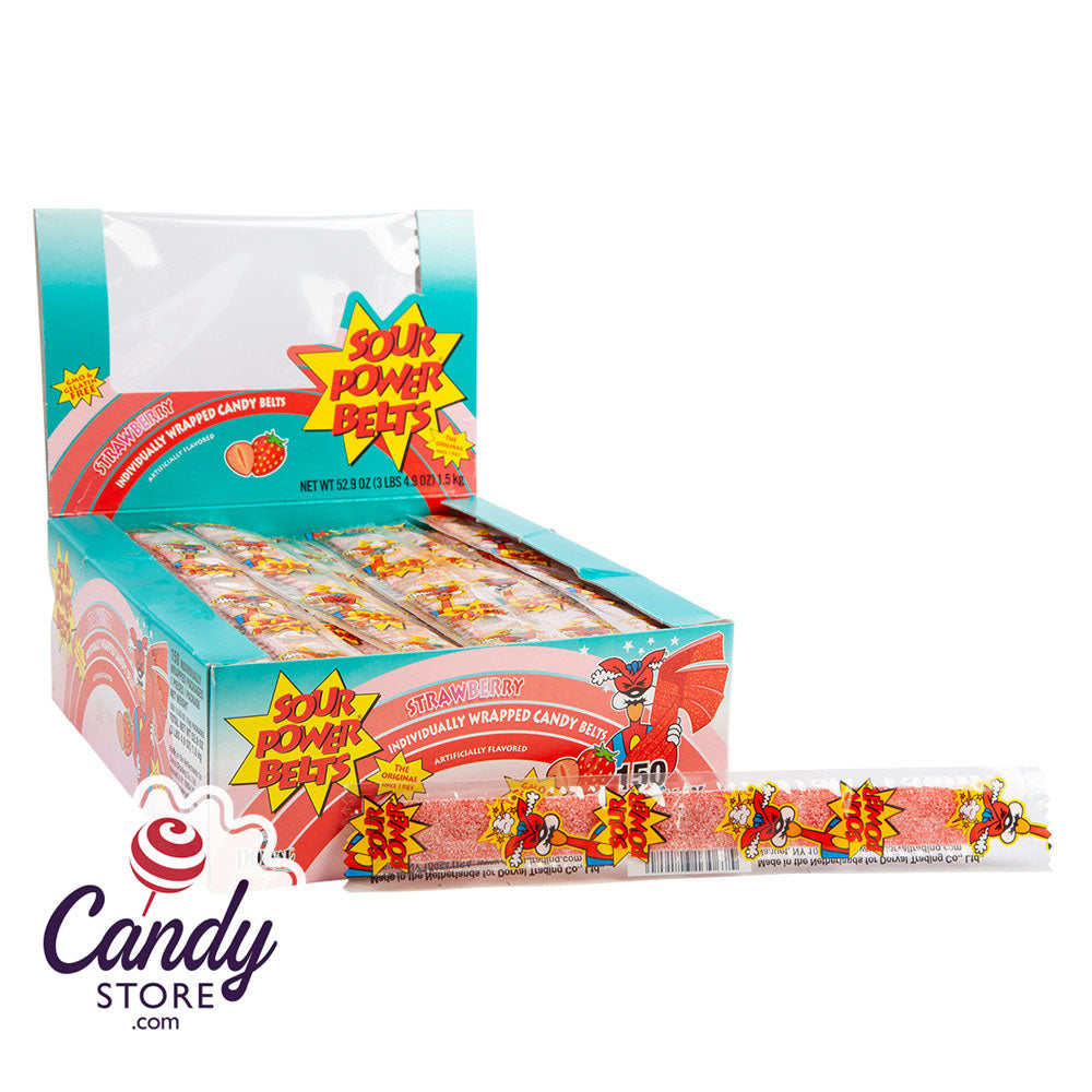 Sour Power Belts Wrapped Strawberry 150ct