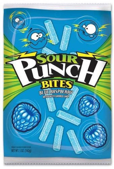 Sour Punch Bites Blue Raspberry Peg Bags - 12ct CandyStore.com