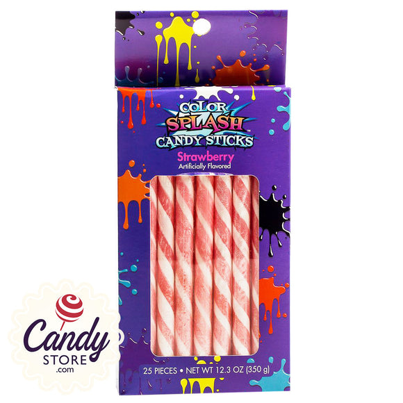 Strawberry Pink Candy Sticks Color Splash - 25ct CandyStore.com