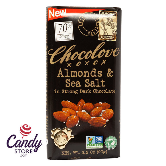 Strong Dark Chocolate Chocolove Almonds And Sea Salt 3.2oz - 12ct CandyStore.com