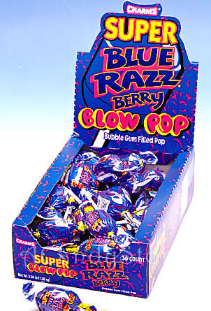 Super Blue Razzberry Blow Pops - 48ct CandyStore.com