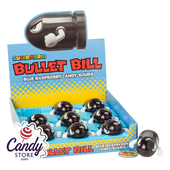 Super Mario Bullet Bill Blue Raspberry Candy Sours 0.6oz Tins - 9ct CandyStore.com