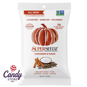 Superseedz Cinnamon And Sugar Pumpkin Seeds 1oz Bag - 12ct CandyStore.com
