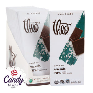 Theo 70% Dark Chocolate Sea Salt 3oz Bar - 12ct CandyStore.com