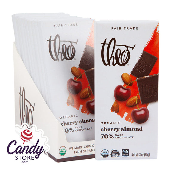 Theo Dark Chocolate Cherry Almond 3oz Bar - 12ct CandyStore.com