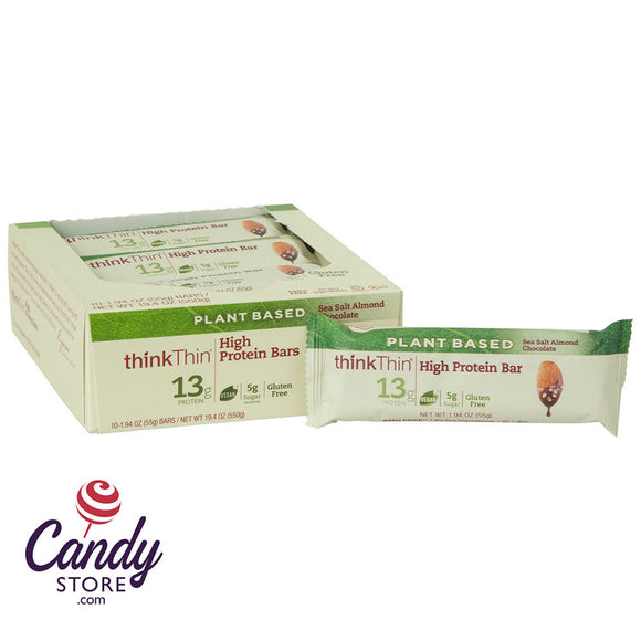 Think Thin Sea Salt Almond Chocolate Plant Based Protein Bar 1.94oz - 10ct CandyStore.com