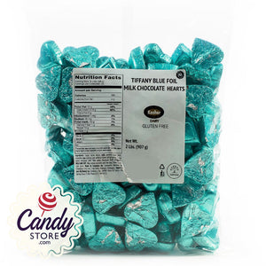 Tiffany Blue Foil Chocolate Hearts - 2lb Bulk CandyStore.com