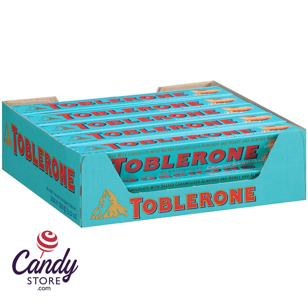 Toblerone Almond Milk Choc Bars, 20ct, Crunchy Salted - CandyStore.com