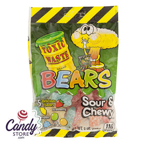 Toxic Waste Sour And Chewy Gummy Bears 5oz Peg Bag - 12ct CandyStore.com
