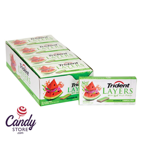 Trident Layers Watermelon Tropical Fruit Gum - 12ct CandyStore.com