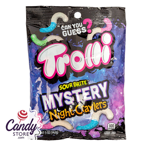 Trolli Sour Brite Mystery Night Crawlers 5oz Peg Bag - 12ct CandyStore.com