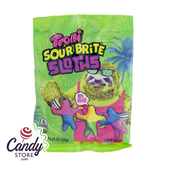 Trolli Sour Brite Sloths 4.5oz Peg Bag - 12ct CandyStore.com