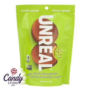 Unreal Crispy Dark Chocolate Peanut Butter Cups 4oz Pouch - 6ct CandyStore.com