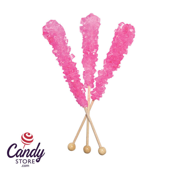 Unwrapped Cherry Rock Candy 6 1/2 Inch Stick Dryden & Palmer - 120ct CandyStore.com