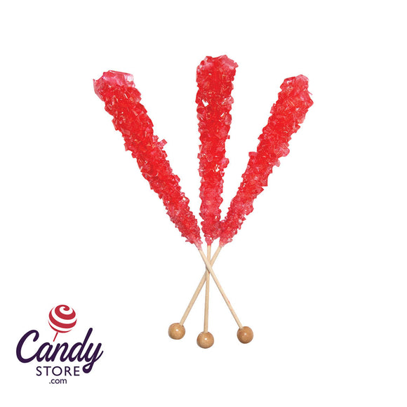 Unwrapped Strawberry Rock Candy 6 1/2 Inch Stick Dryden & Palmer - 120ct CandyStore.com