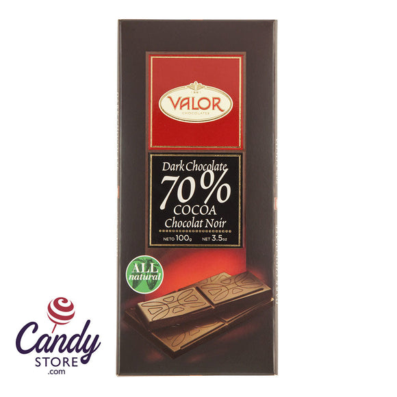 Valor 70 Percent Dark Chocolate 3.5oz Bar - 17ct CandyStore.com