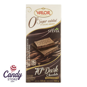 Valor No Sugar Added 70 Percent Dark Chocolate 3.5oz Bar - 17ct CandyStore.com