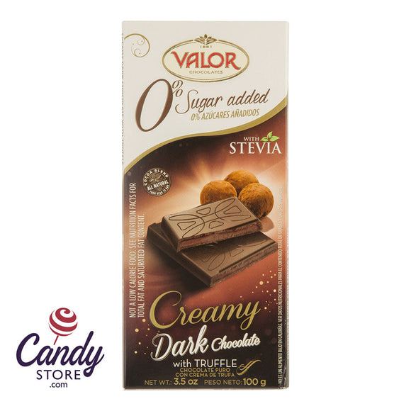Valor No Sugar Added Dark Chocolate Truffle 3.5oz Bar - 17ct CandyStore.com