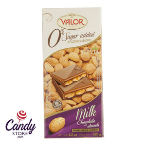 Valor No Sugar Added Milk Chocolate With Almonds 5.3oz Bar - 14ct CandyStore.com