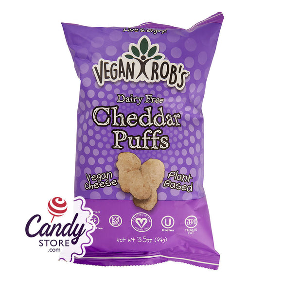Vegan Rob's Dairy Free Cheddar Puffs 3.5oz Bags - 12ct CandyStore.com