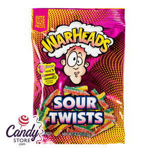 Warheads Sour Twists 4oz Peg Bag - 12ct CandyStore.com