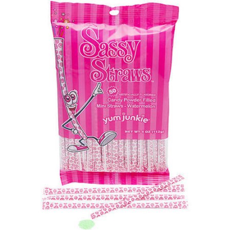 Watermelon Sassy Straws Powder Candy - 50-piece Bags - 12ct CandyStore.com
