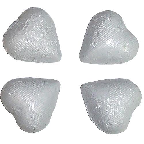 White Foil Chocolate Hearts - 10lb Bulk CandyStore.com