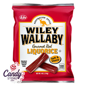 Wiley Wallaby Australian Style Red Liquorice 4oz Peg Bag - 16ct CandyStore.com