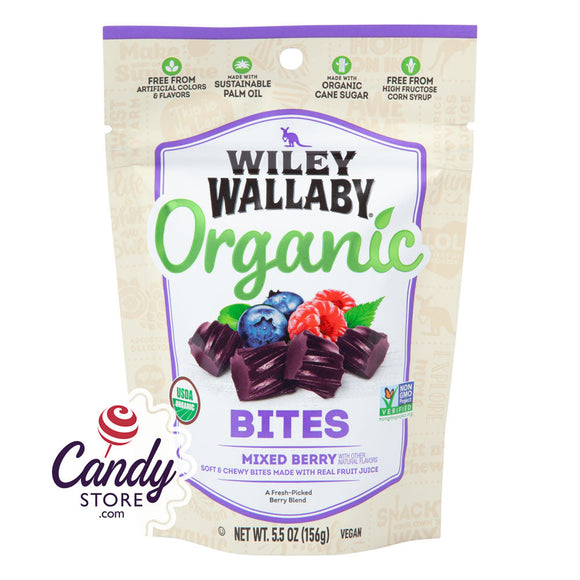 Wiley Wallaby Mixed Berry Organic Bites 5.5oz Peg Bags - 8ct CandyStore.com