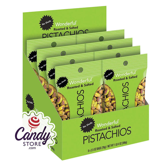 Wonderful Roasted & Salted No Shell Pistachio 2.5oz Bags - 24ct CandyStore.com
