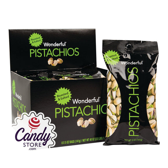 Wonderful Roasted & Salted Pistachios 5oz Bags - 24ct CandyStore.com