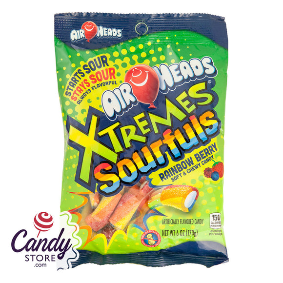 Xtremes Sourfuls Rainbow Berry Airheads Bites 6oz Peg Bag - 12ct CandyStore.com
