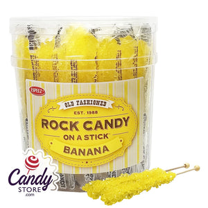 Yellow Rock Candy Crystal Sticks Banana - 36ct Jar CandyStore.com