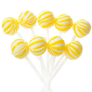 Yellow Striped Ball Petite Lollipops - 400ct CandyStore.com
