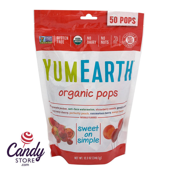 Yumearth Family Size Assorted Lollipop 12.3oz Peg Bags - 12ct CandyStore.com