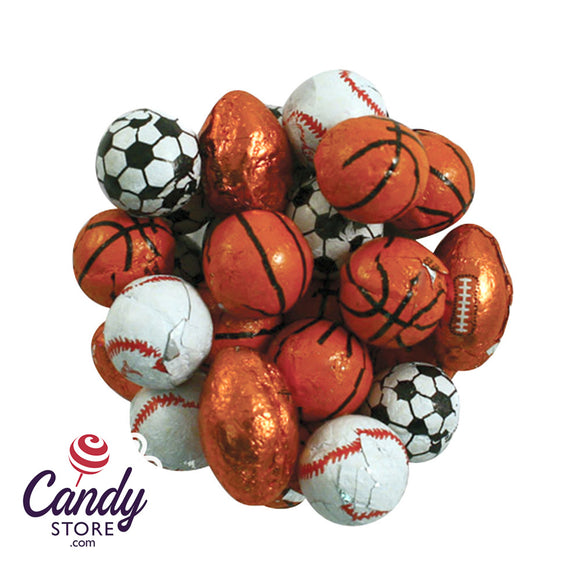 Sports Balls Chocolate-Flavored Foiled Assorted Balls - 24lb Bulk