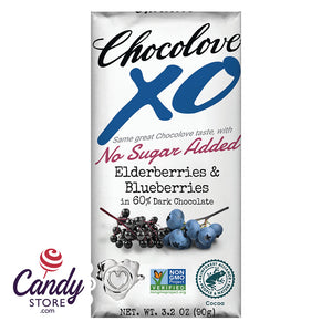 Chocolove XO Elderberries & Blueberries 60% Dark Chocolate No Sugar Added - 12ct