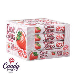 Creme Savers Strawberry & Creme Candy - 24ct Rolls